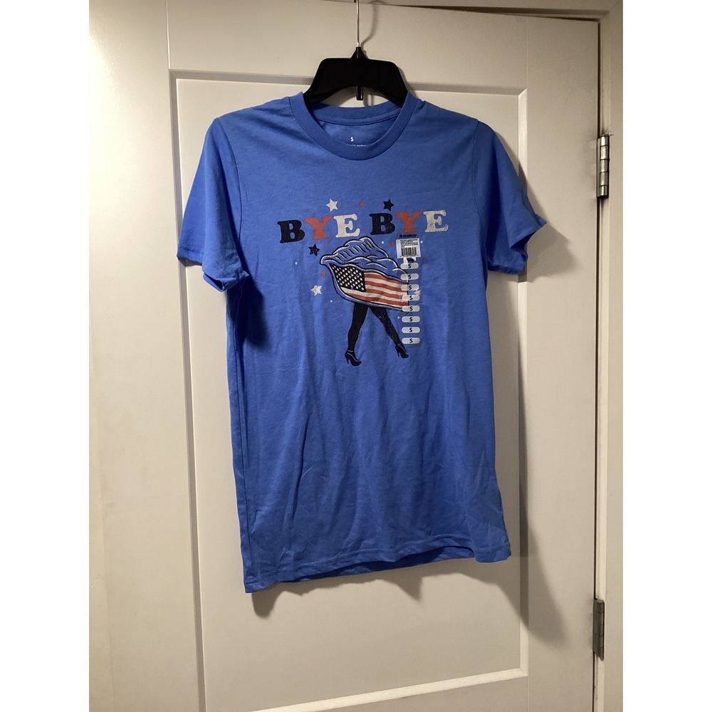 Academy Sports Outdoors Womens Bye Bye Patriotic Graphic T-Shirt‎ Blue Small NWT